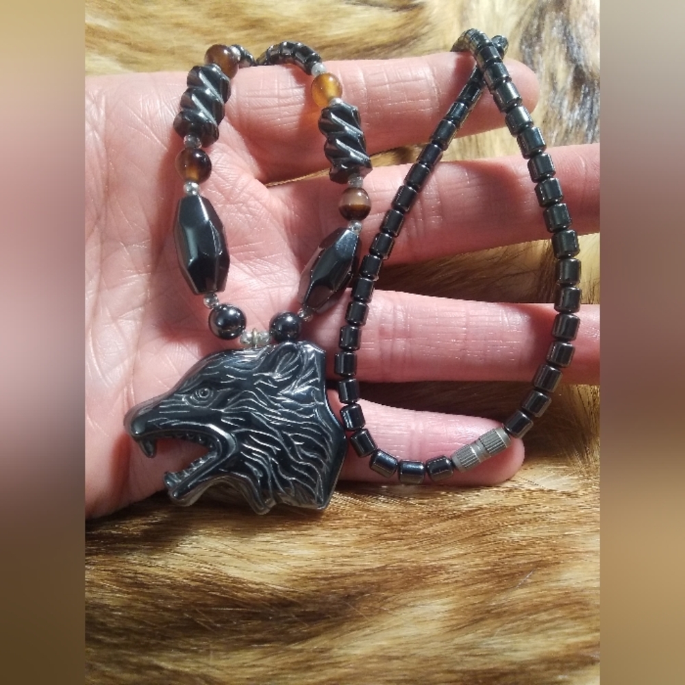 Stone Wolf Necklace